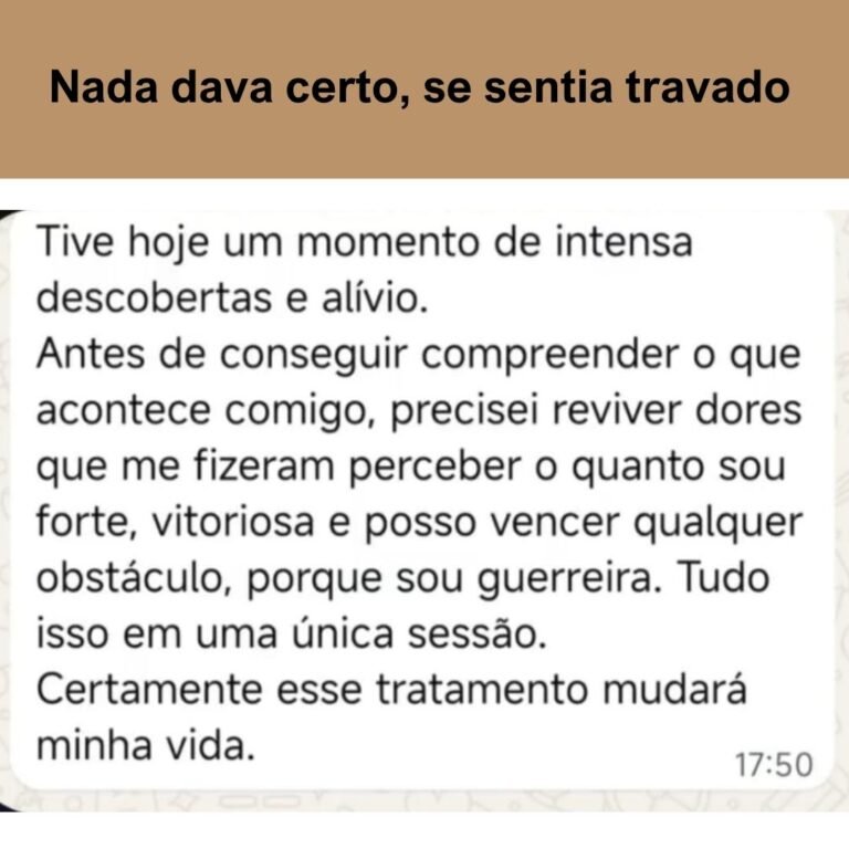 Nada dava certo, se sentia travado